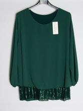 Chiffon bluse m. Paillet bund - Brystmål 130 cm. - Ingen returret - ITNOV24